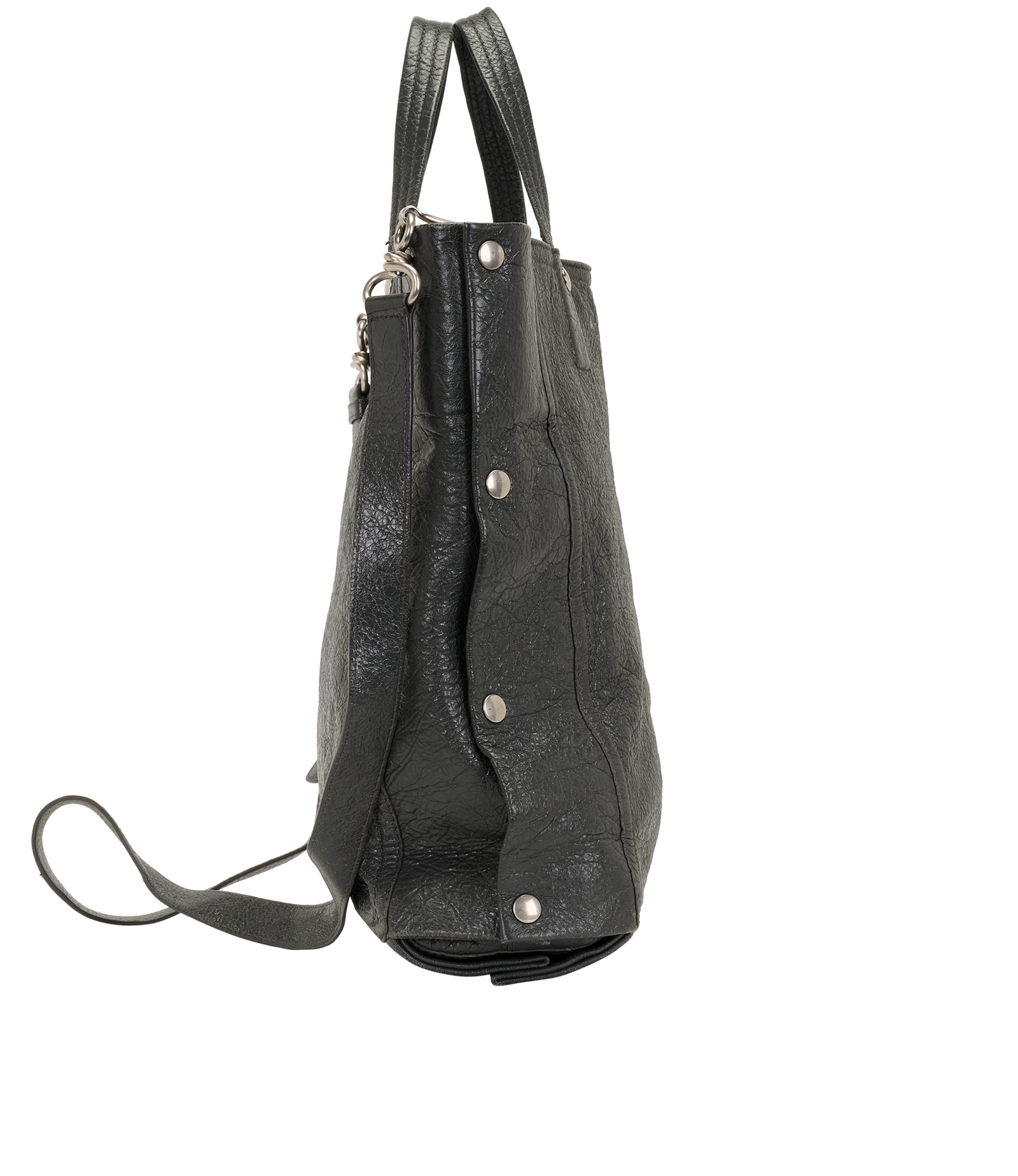 Papier Tote, &pound;280, Handbags, Black, Leather, Side view